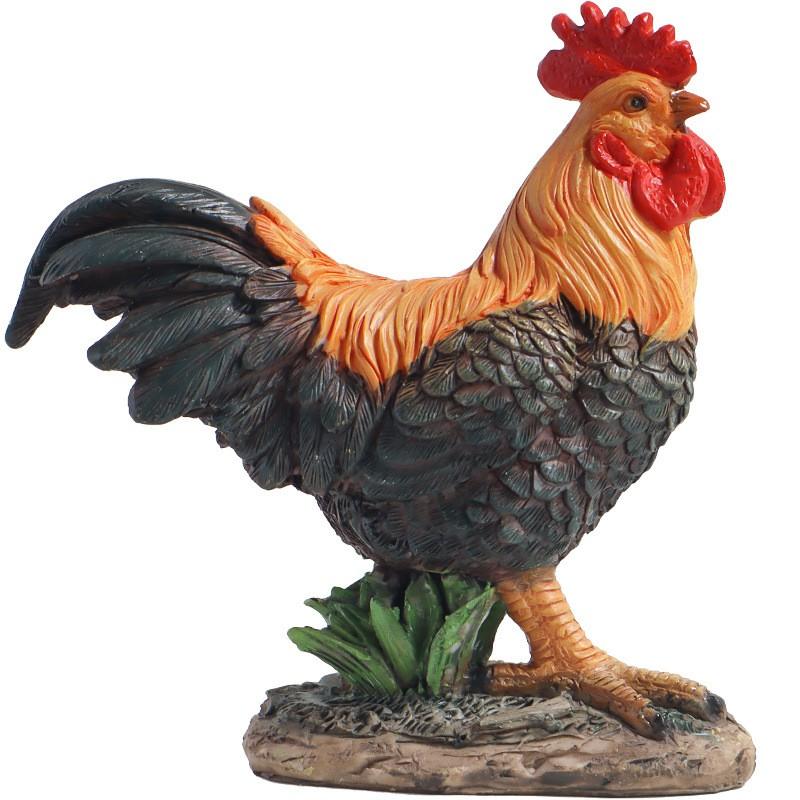 Rustic Farmhouse Rooster Hen With Three Chicks Garden Decor Resin Figurine Outdoor Yard Ornament