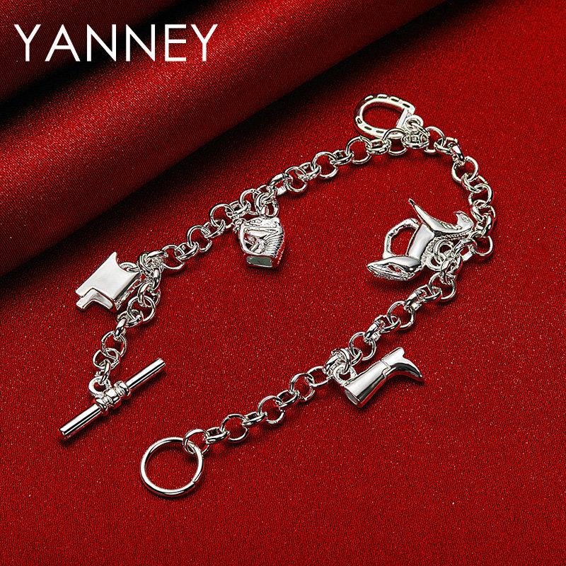 925 Sterling Silver 8-inch Horse/Shoe/Bracelet Women's Fashion Accessory Wedding Party Gift Jewelry