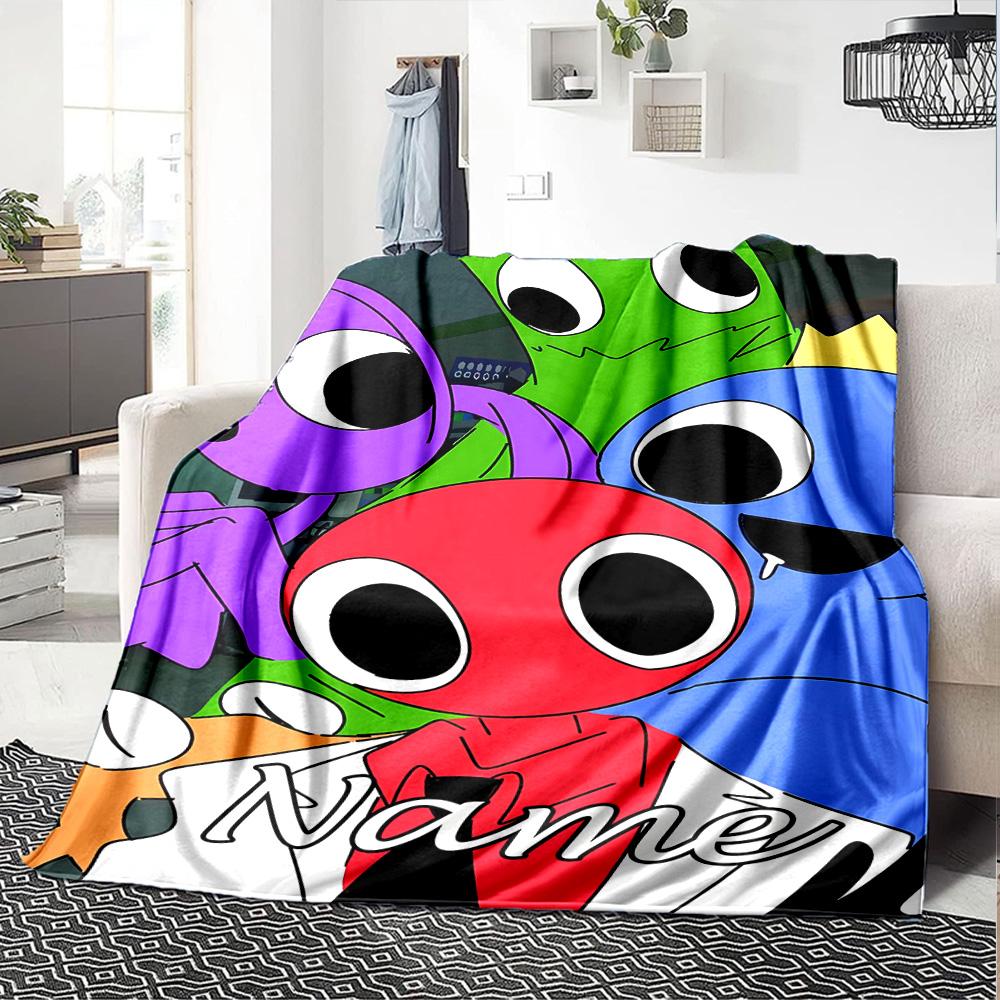 Customiz Name Personality Rainbow Friends Blanket Soft &Warm Sofa Office Bed Travel Lunch Break Blanket, Gift Suitable All Seasons
