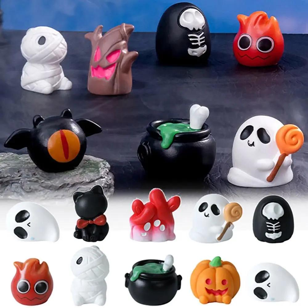 Multicolor Halloween Miniature Figurine Bat Spider Skeleton Cat Zombie Cartoon Pumpkin Ghost Statue Car Decoration Halloween