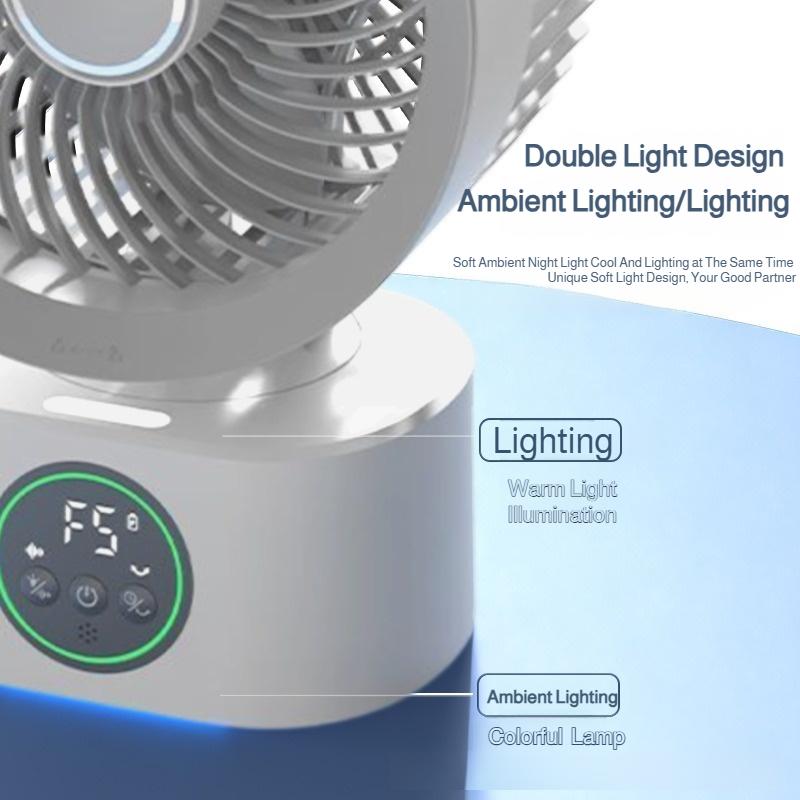 Cooling Home Desktop Shaking Head USB Charging Fan Air Circulation Intelligent Voice Timing Fan Home&dormitory Desktop Fan