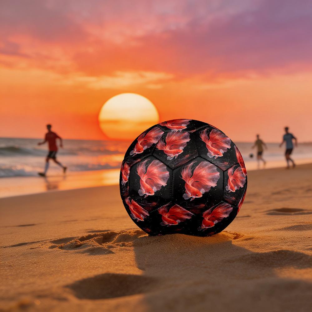 1pc Golden Fish Dance Theme Soccer Ball Football, Size 5, Lightweight PVC, Outdoor Training Soccer Ball,Gift c65149 Size 5