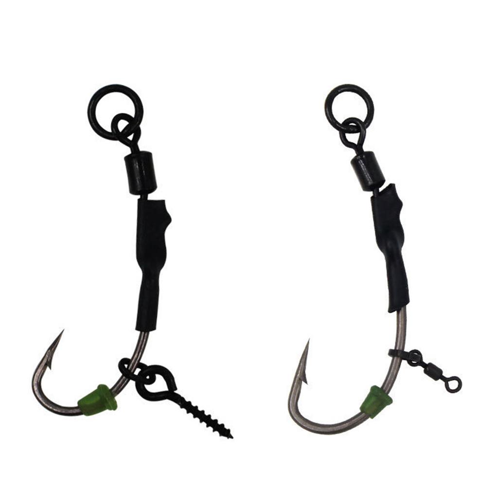 Carp Fishing Rig Wide Gape Hook with Leader and Anti Tangle Sleeve Fishing Ronnie Rig Hook Carp Fishing Leader Hook
