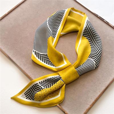 Écharpe Rayée en Faux Soie - Longue à Carreaux Diagonaux, Parfaite pour le Printemps & l'Été.