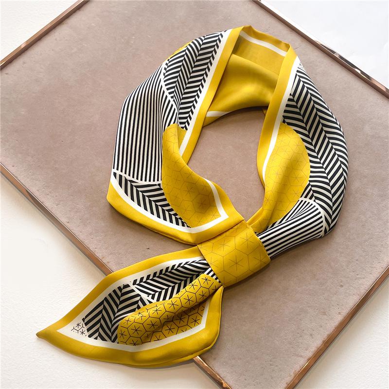 Striped Silk Scarf Imitation Long Diagonal Plaid Perfect For Spring Summer