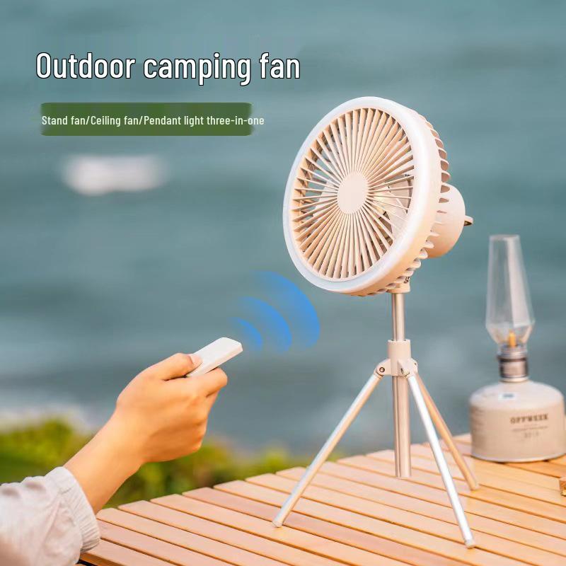 Smart Multi-functional Tripod Fan with Colorful Lights for Outdoor Camping