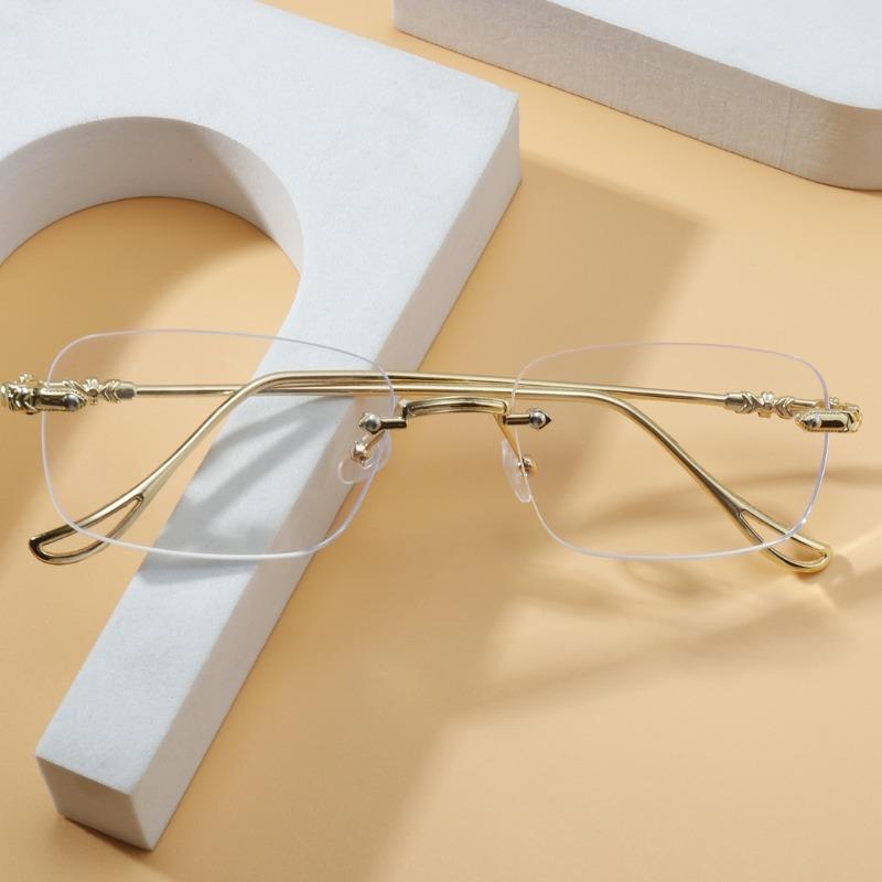 Elegant Rimless Square Frameless Glasses for Women - Chic Vintage Style Clear Lens