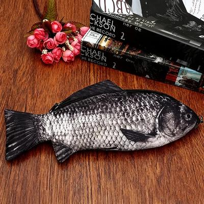 Realistic Fish Shape Pencil Bag Carp Pen Case With Zipper Makeup Pouch Back To School Stationery Organizer