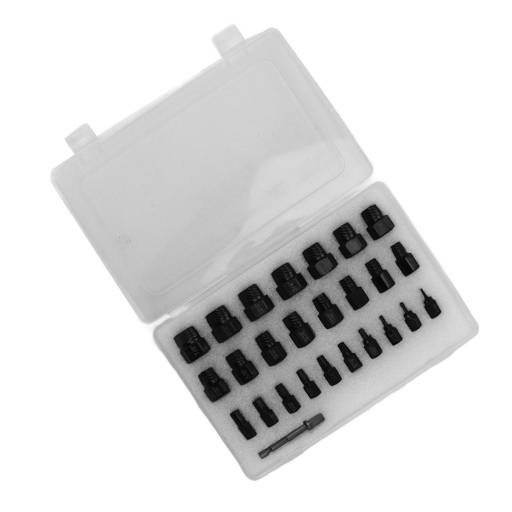 25Pcs Damaged Screw Extractor Set Chromium Molybdenum Steel 38 Inch Square Drive Hex Head Screw
