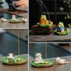 Frosch Lotusblatt Tee Haustiere Keramik Ornament Zuhause Zen Faden Räuchergefäß Basis Figur für Teezeremonie Dekoration Pinselhalter