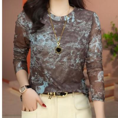 Foreign Style Fashion Temperament Bottoming Shirt Women's Early Spring New Meat-covering and Thin Long-sleeved Crew Neck T-shirt Top