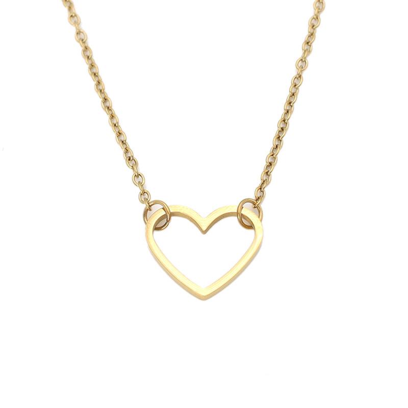 Stylish And Simple Stainless Steel Hollow Love Necklace Jewelry Women'S 18K Gold Heart-Shaped Collarbone Chain Niche High-End Sense