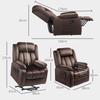 Sillón Elevador Reclinable con Función de Masaje y Calefacción Lumbar, Sillón Reclinable con Mando a Distancia y Bolsillos Laterales, Marrón