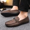 Men's Slip-On Casual Leather Shoes Summer New Style Soft Bottom Business Breathable Lazy Shoes Ultrafine Leather Bean Bean