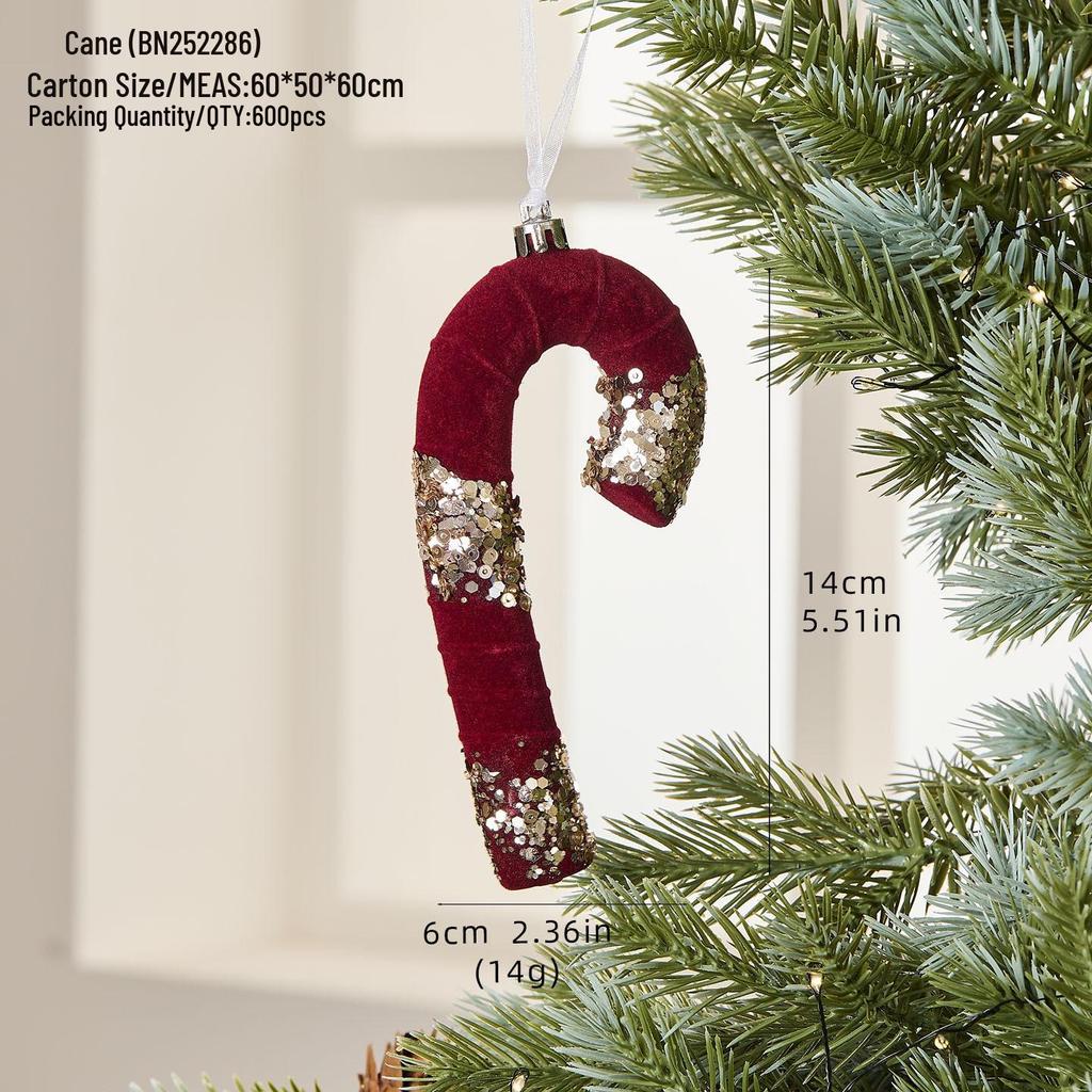 Nordic Flocking Wine Red Christmas Tree Ornament Pendant
