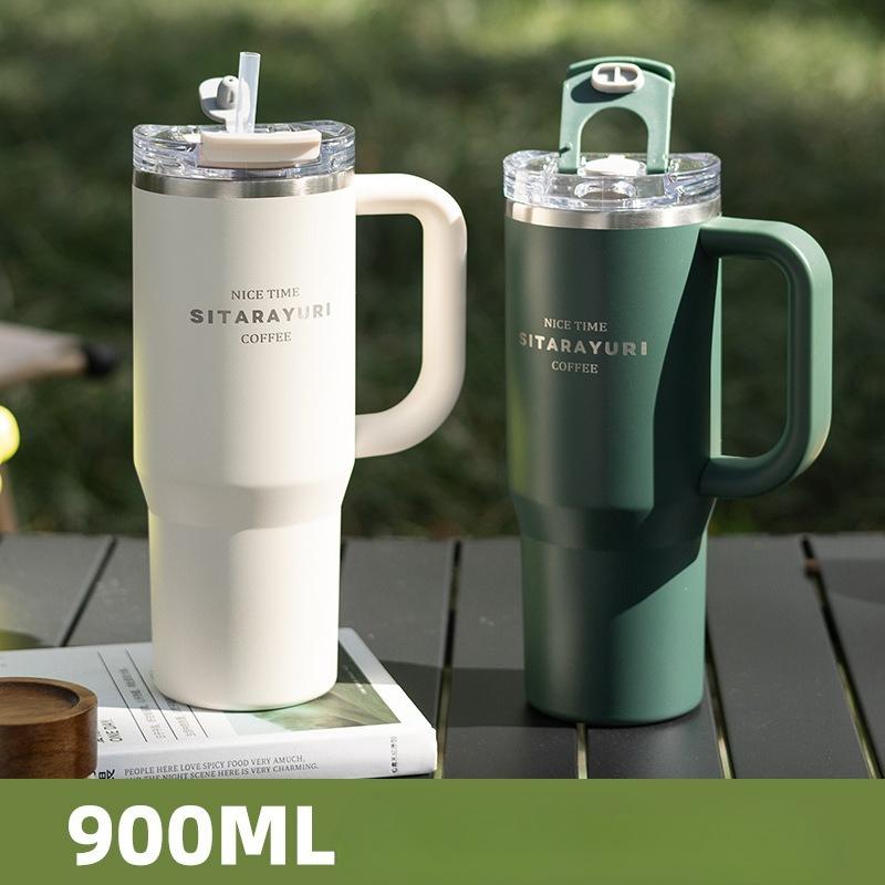 SITARAYURI 900ml Borraccia Termica Acciaio Inossidabile Tazza da Caffè Fredda e Calda Bicchiere Termico a Doppia Parete Tazza da Viaggio per Auto