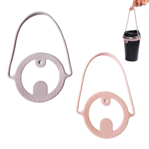 Set of 2 Silicone Drink Cup Holders, Perfect for Convenience Store Coffee, Travel, Sports, Outdoors, Festivals, and More, Includes Straw Holder for Co
