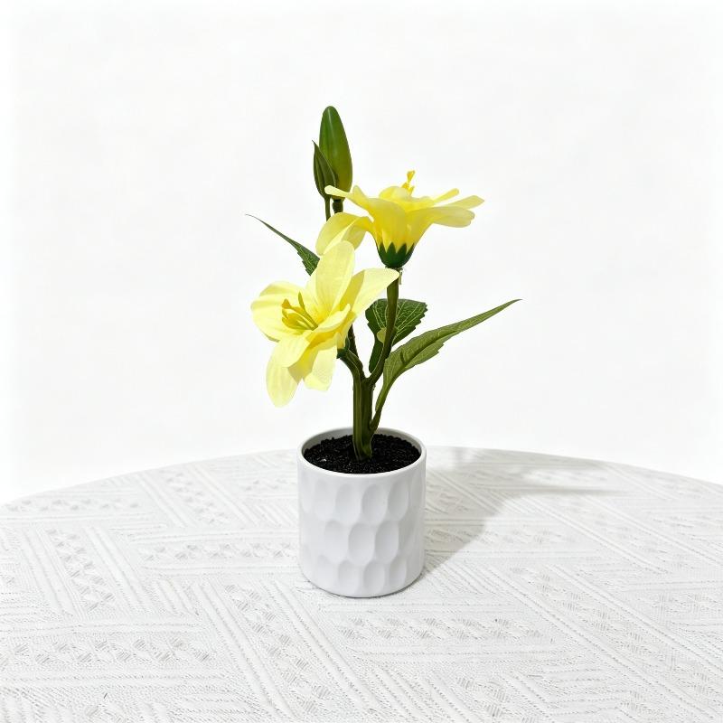 Simulated Artificial Flowers, Straight Tube Black Sand, Two Types of White Lilies, Indoor Artificial Green Plants, Small Pot Plant Decorative Pieces