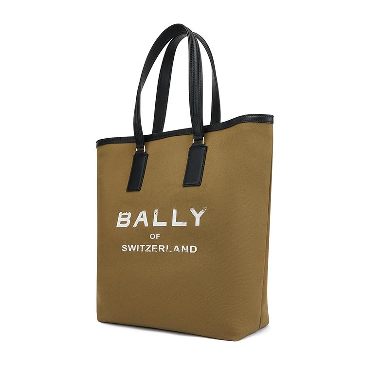 Bally Letter Logo Cotton And Leather Tote Bag Women Tote Bags Brown 6306639