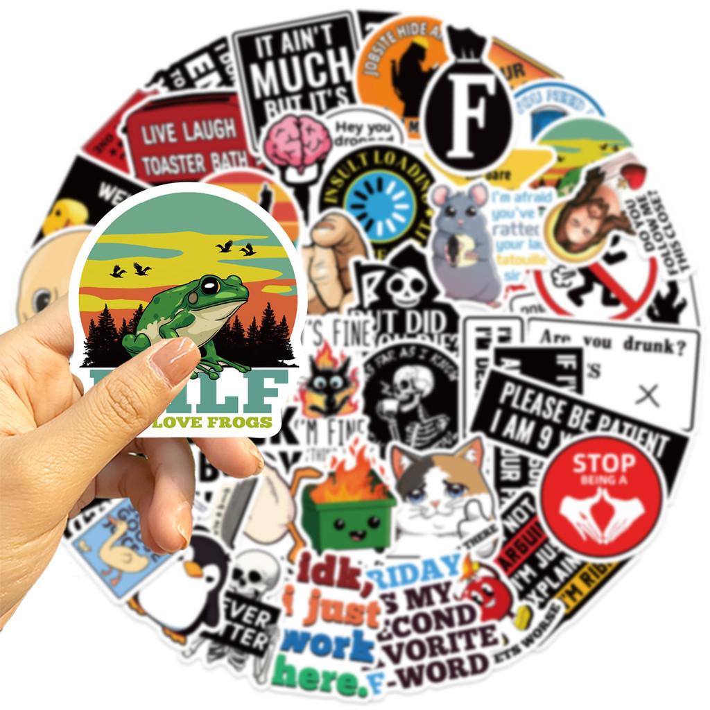 50 Pieces Cartoon Prank Meme Graffiti Stickers - Waterproof PVC DIY Decals for Guitars, Phone Cases & Water Cups