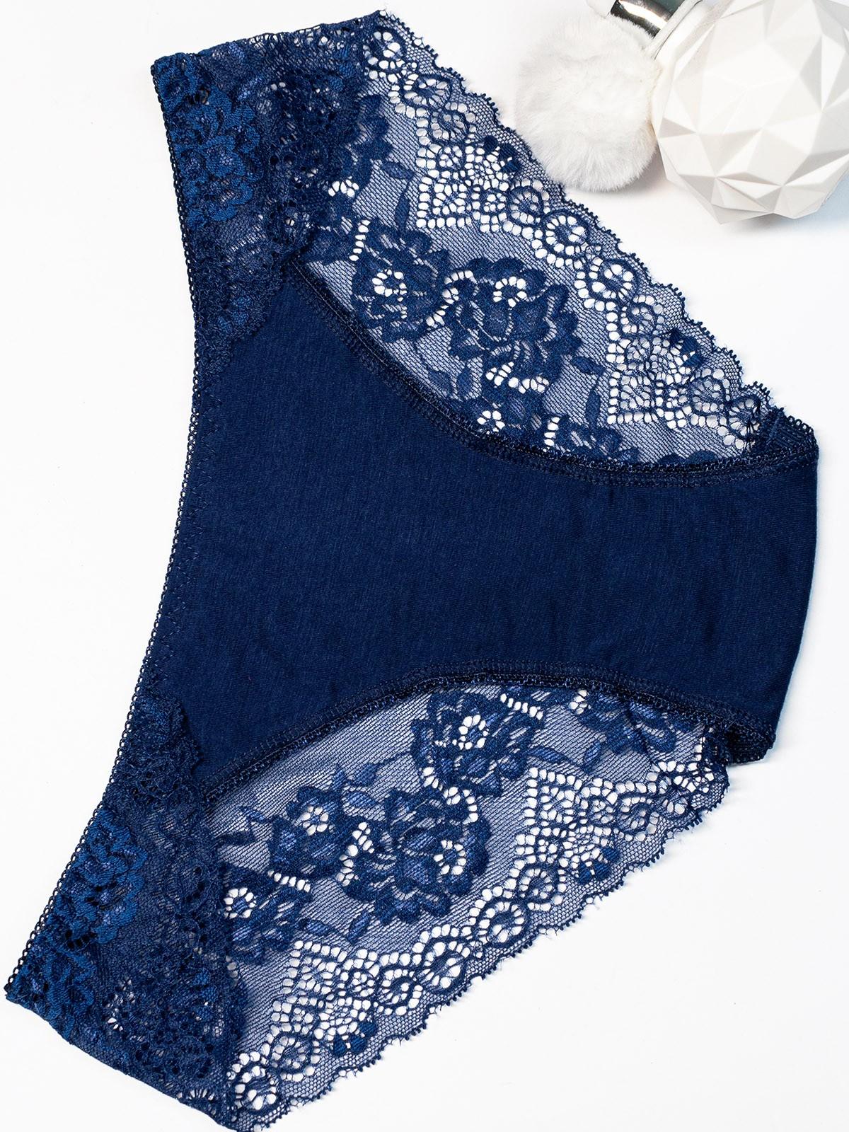 

Бавовняні трусики з мереживною задньою частиною ISSA Plus XXL темно-синього кольору