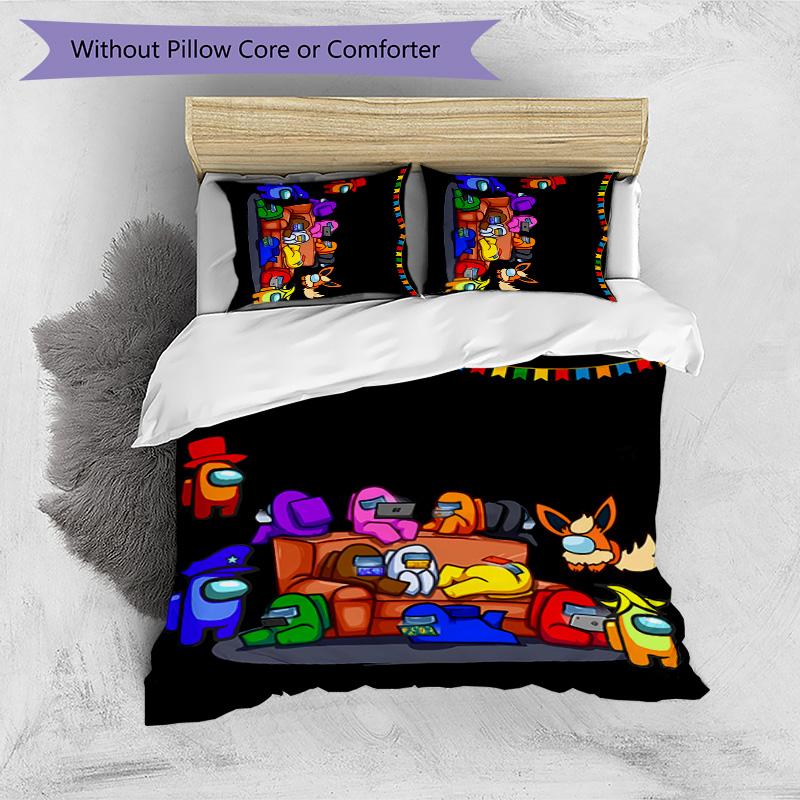 Among Us Set Lenzuola Stampato 3 Pezzi Copripiumino Traspirante Morbido Set Federe Lavabile Decorazione Camera da Letto Regalo per la Casa