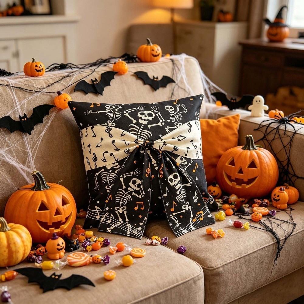 Hidden Zipper Halloween Cushion Cover 2D Printing Square Cushion Shell  Couch Pillow