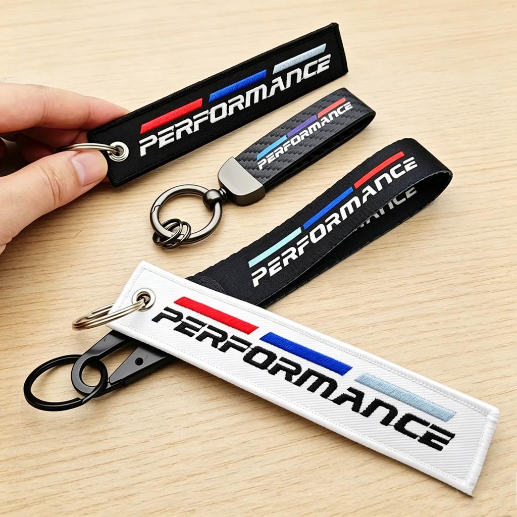 1pcs Black White Performance Emblem Lanyard Nylon Printing Logo Style Keychain For BMW M Performance E90 E60 E46 Car Accessories sdbf49