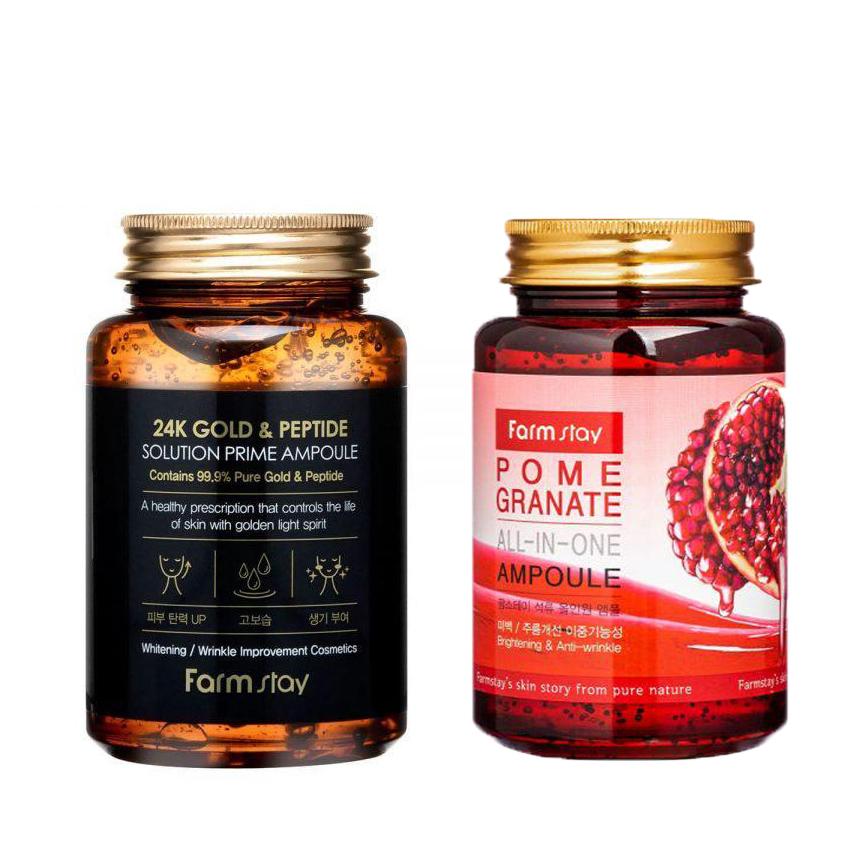 

Farm Stay Collagen and Hyaluronic Acid 250ml + 24K Gold and Peptides 250ml 24K Gold &Pomegranate
