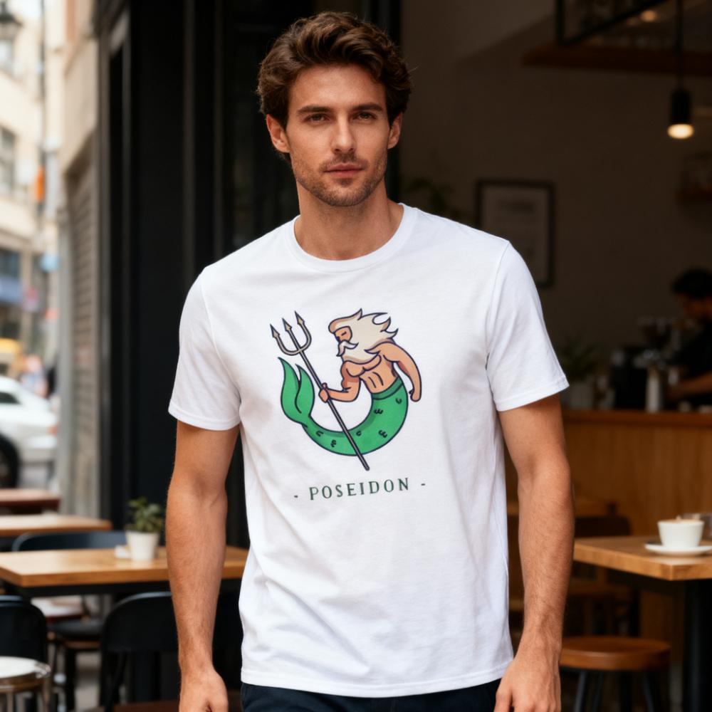 Poseidon Tshirt Greek Mythology Shirt Greek Gods Tshirt Men Women Fashion Casual Crewneck Cotton Tops Simple Printed Clothing