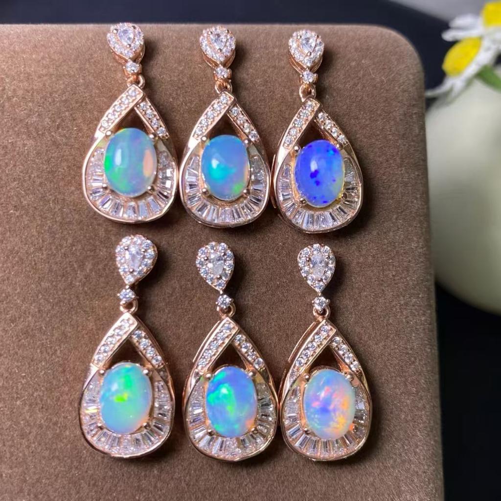 New Dainty Fine White Opal Pendant Necklaces Jewelry for Women 18K Gold Plated 925 Sterling Silver Opal Necklace