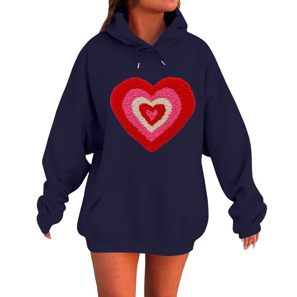Damen Locker Bequem Lässig Modisch Liebe Aufdruck Langarm Sweatshirt