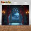 Mocsicka Halloween Hintergrund Nacht Schrecklicher Blitz Antikes Schloss Zuhause Innen Dekorationen Kinder Porträt Foto Hintergrund Banner