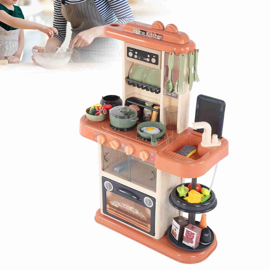 Set Jucării de Gătit cu Spray de Bucătărie Simulare pentru Copii Jucărie Ustensilă de Bucătărie pentru Joc de Rol pentru Copii(Roșu-brun )