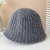 Korean Style Small Solid Color Japanese Style Niche Simple Knitted Hat for Women Autumn and Winter Warm Wool Basin Hat Fisherman Hat