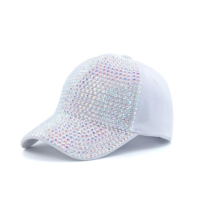 Baseball Cap Outdoor Sun Hat with Full Rhinestone Decoration Adjustable Back Strap for Casual and Sports Use