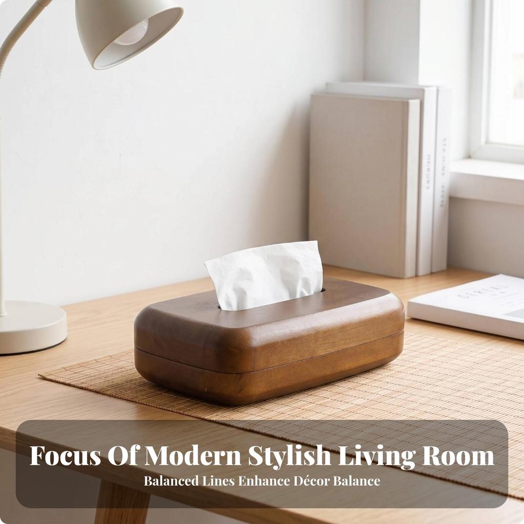 Rectangular Tissue Box Tabletop Wood Decorative for Living Room