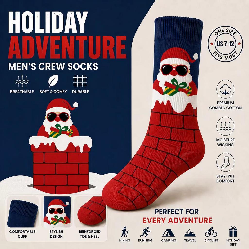 Unisex Christmas Pattern Long Cotton Socks, Knit Socks