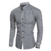 Men Shirt Business Single-breasted Stand Collar Formal Contrast Color Line Autumn Shirt for Work