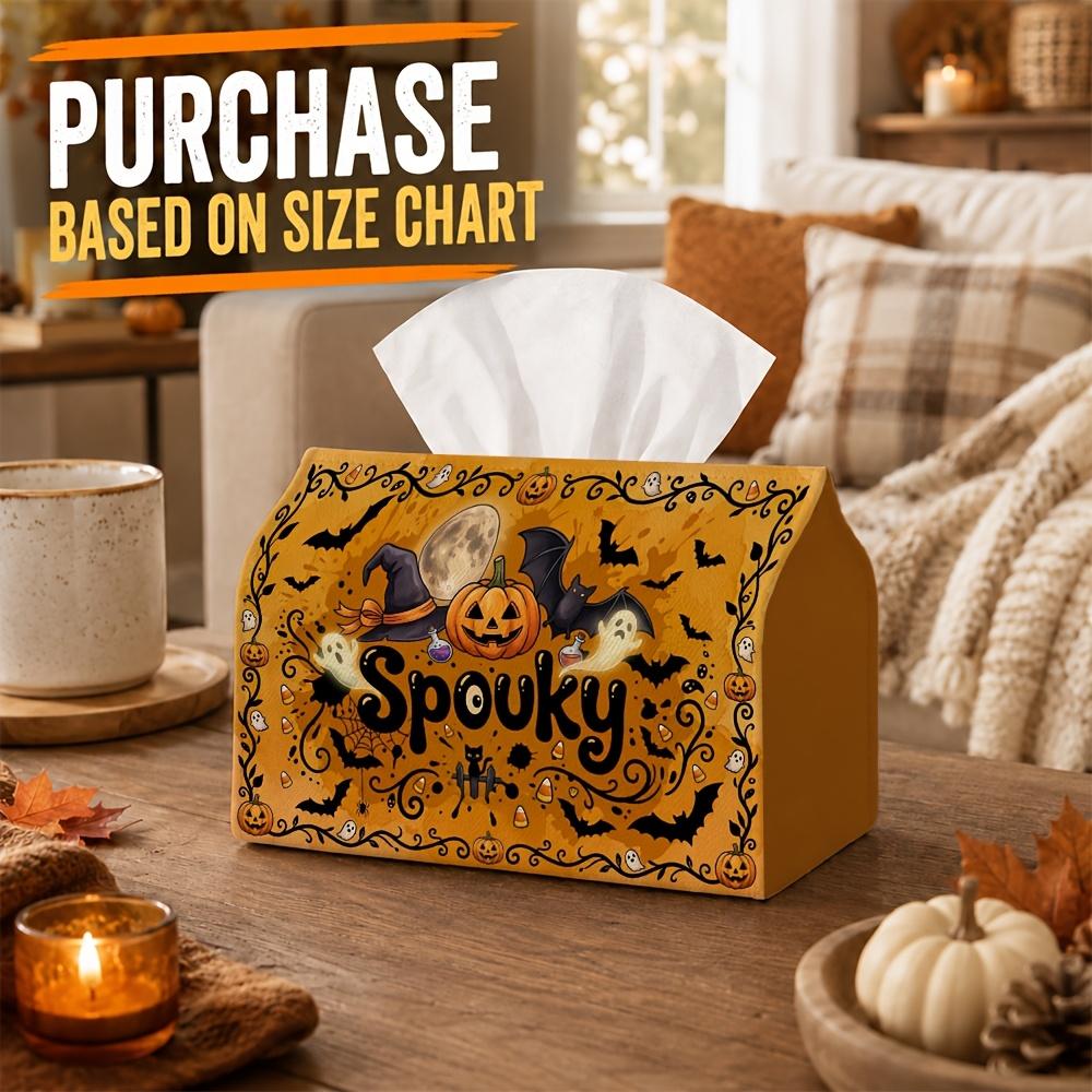 1pc Ornate Vintage Halloween Tissue Box | Popular Multi-Functional Halloween Napkin Dispenser, 2 Sizes for Home Ghost Parties Carved Pumpkin Ghost Wit
