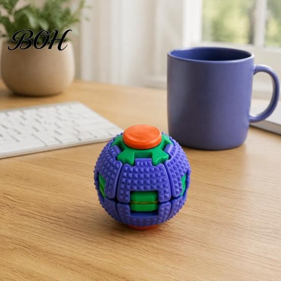 Spinning Ball Toy 3D Printed Press Spin Spiky Ball, Stress Anxiety Relief Fidget Spinner, Spinner Decompression Rotating Desk for Kids Teens