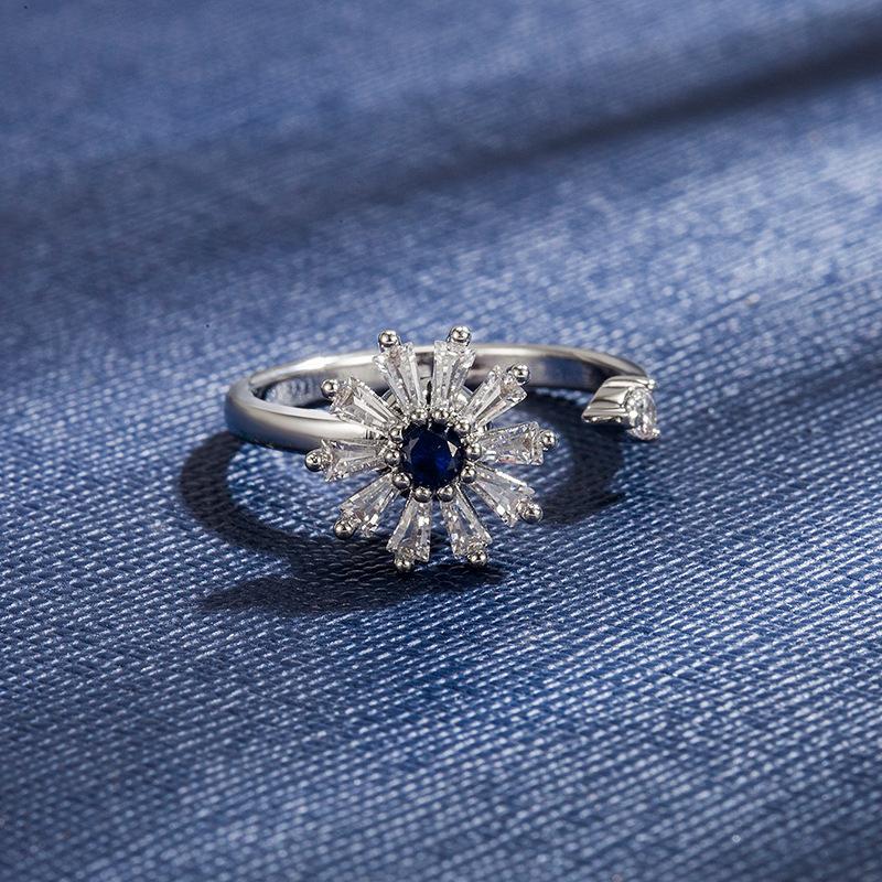 Bague Or Rose Plaqué Cuivre Très Vendue pour Femmes Style Coréen Bijoux de Main Fille aux Fleurs Dopamine Vente Chaude