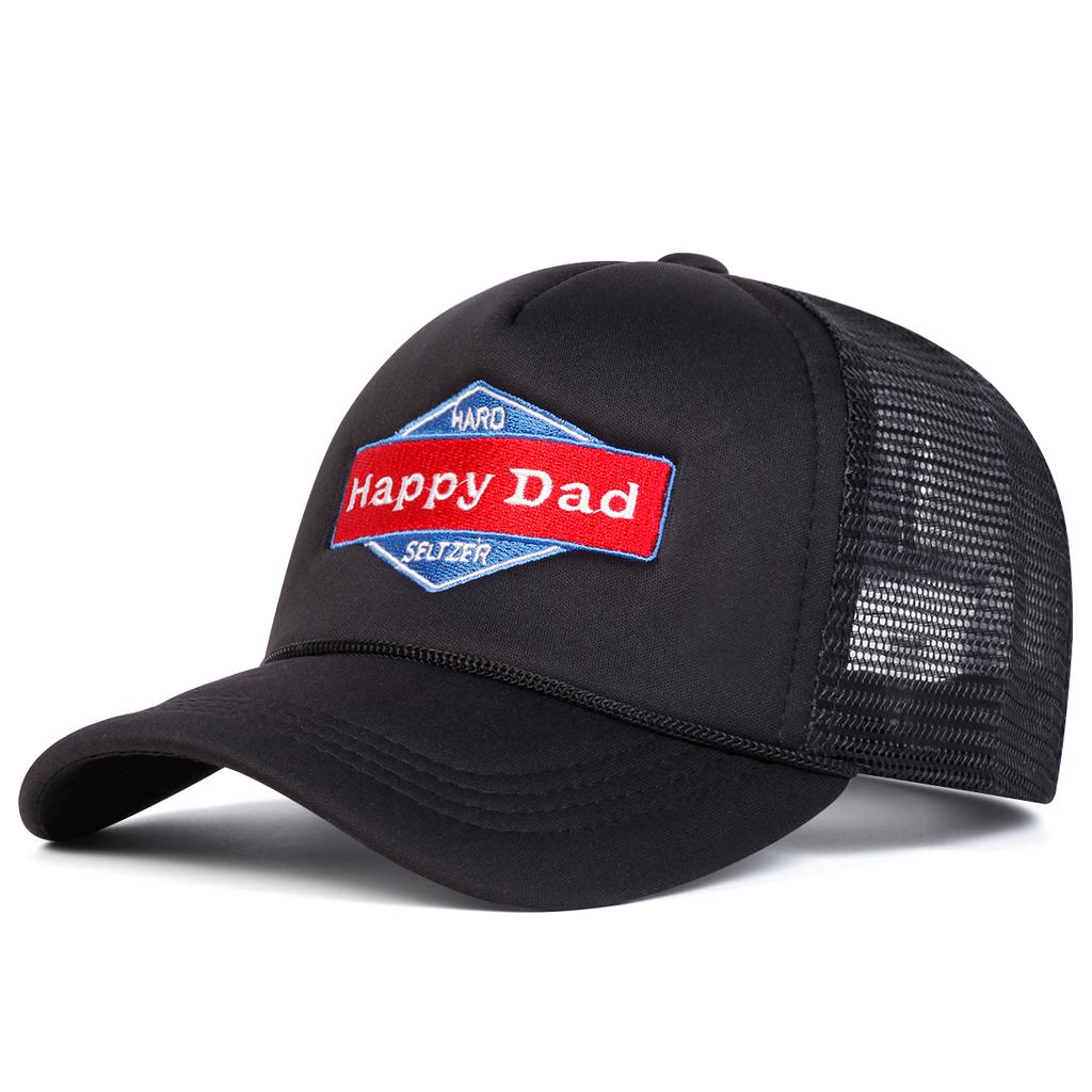Men Happy Dad Letter Embroidered Baseball Cap Mesh Hat Outdoor Adjustable Sunscreen Leisure Hat Spring Autumn Travel Tourism Beach Vacation