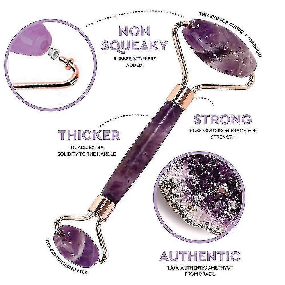 Jade Roller For Face Amethyst Derma Roller And Gua Sha Set For Skincare, Face Roller And Dark Circles Under Eye Treatment