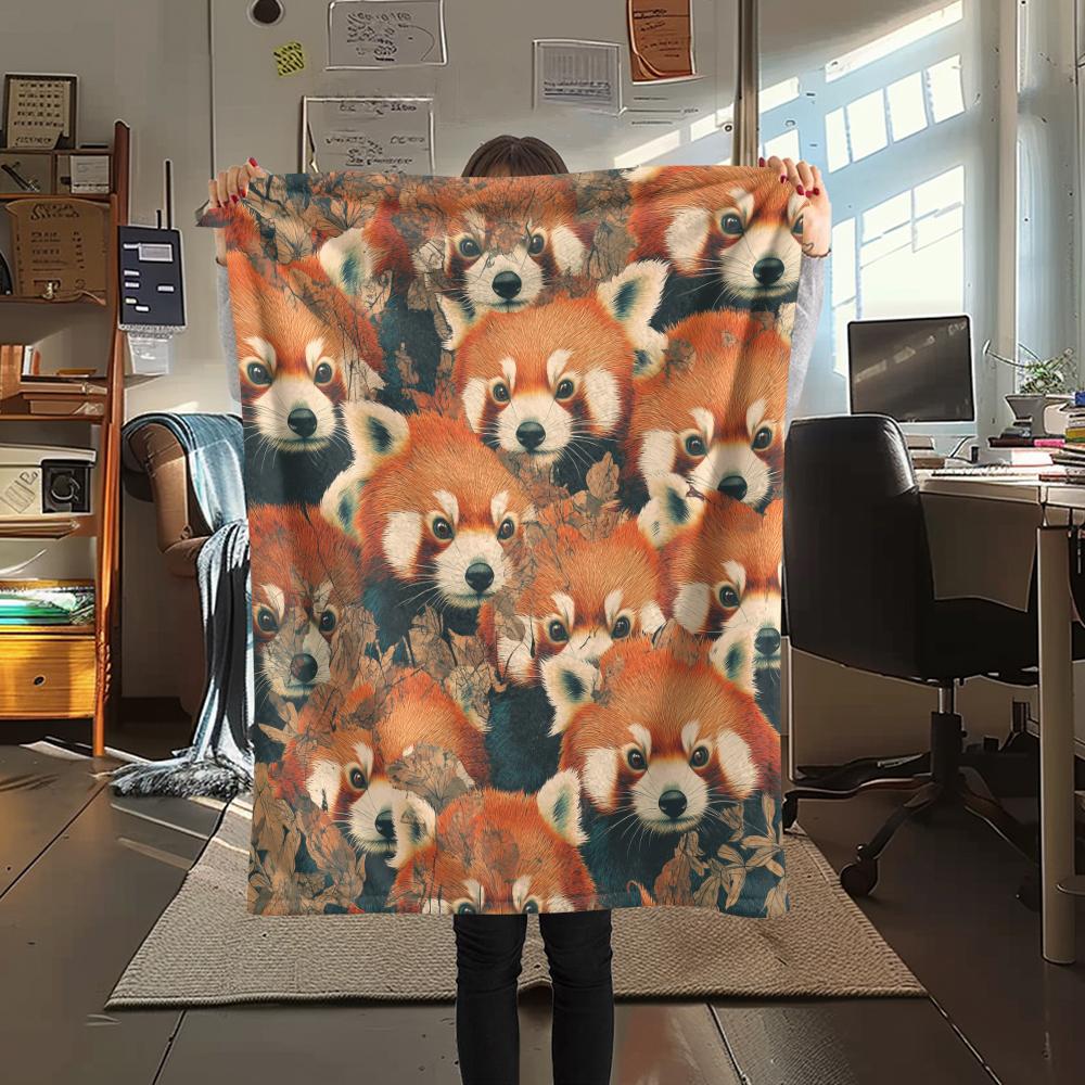 Rood Panda patroon Flanellen Deken, Hoge kwaliteit Comfortabel voor Alle Seizoenen, Woondecoratie, Warmte en Comfort, Perfect voor Cadeaus.