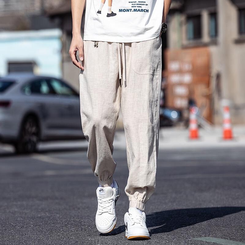 JEEP SPIRIT Herren Leinenmischung Entspannte Passform Konisch zulaufend Freizeit Hose