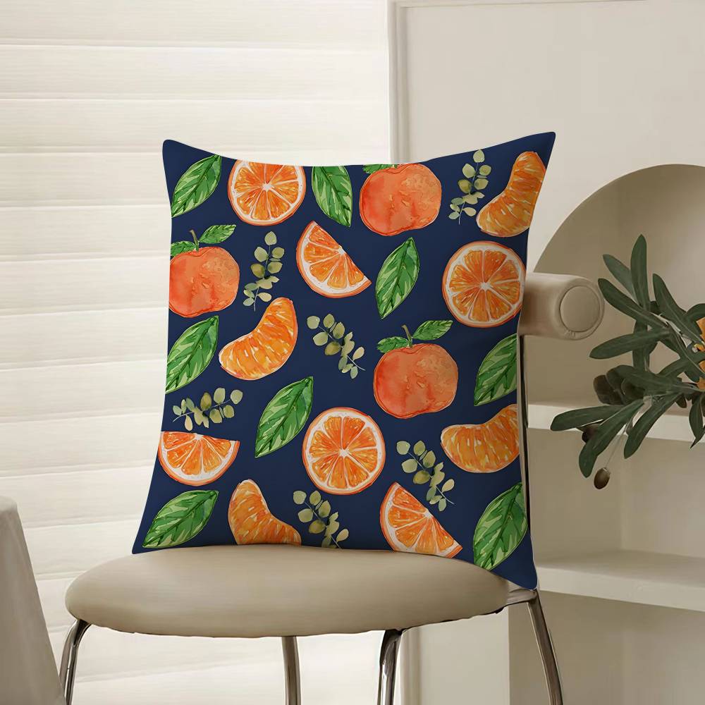 

Fashionable Fruit Print Pattern Pillow Case Comfort Sofa Bed Silky elegant Invisible zipper Decorative cushion cover 12x12Inch