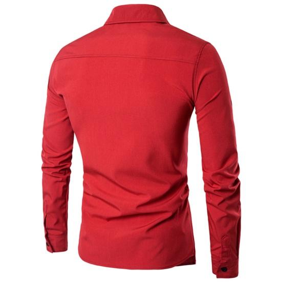 Camicia da uomo autunno primavera finto colletto alla coreana in due pezzi bavero manica lunga cardigan monopetto slim fit top formale da lavoro di media lunghezza