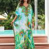 Women's Fashion Vacation Summer Spring Peacock Pattern Print 1/2 Sleeves V-Neck Casual Dresses
