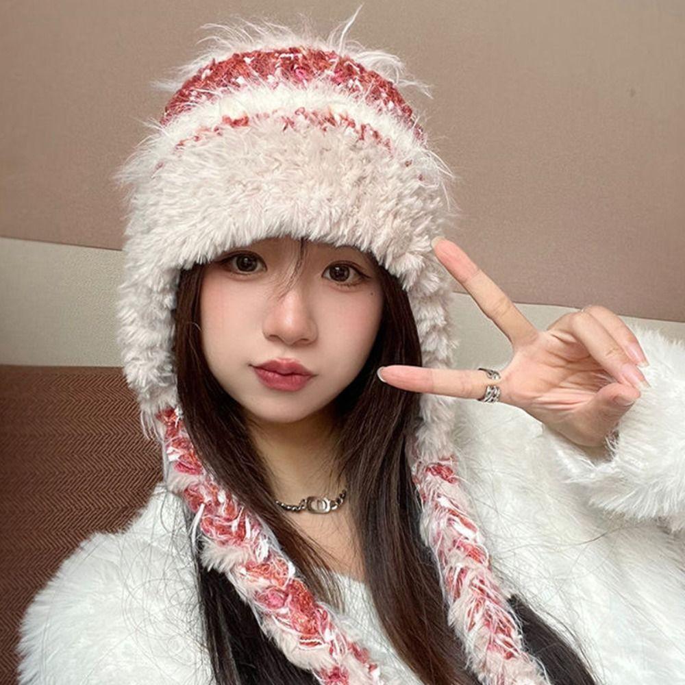 Warm Winter Hat Ear Protection Beanie Hats Cute Knitted Cap  Outdoor